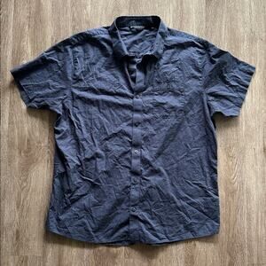 Travis Mathew Button Front Short Sleeve Shirt Navy Speckled Size XXL